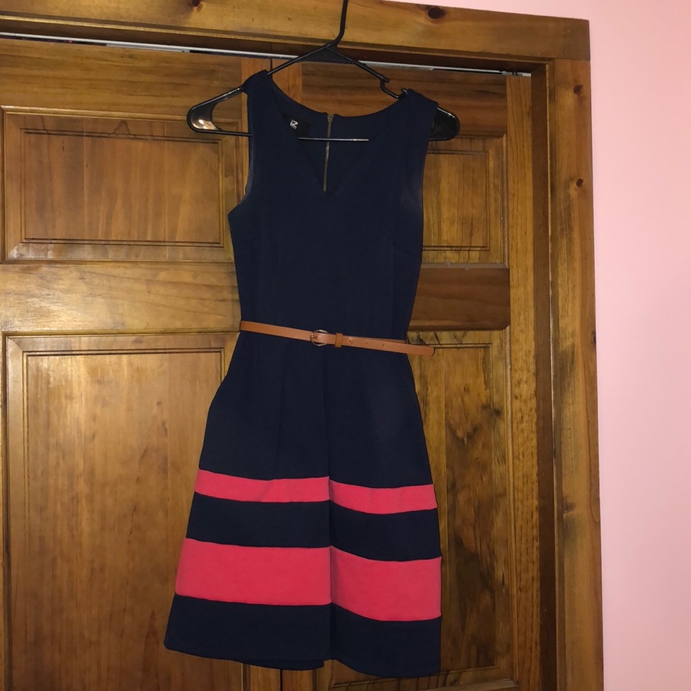 IZ BYER Semi-Formal Dress with Striped Bottom